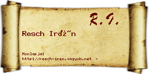 Resch Irén névjegykártya
